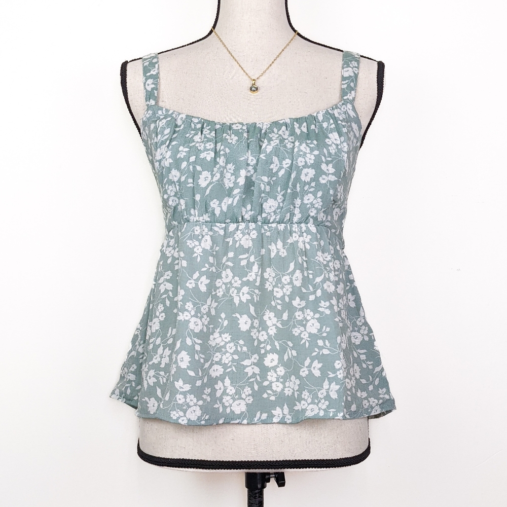 💜 NWT E&M Mint Green Floral Tank Top, Size Medium